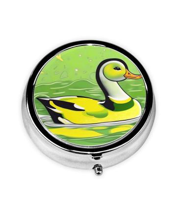 Green Duckround Pill Box 3 Compartment Round Pill Box Organizer #Portable Travel Pill Box for Traveling.