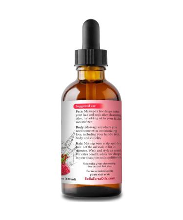 Organic Red Raspberry Seed Carrier Oil 4oz - Cold-Pressed, Unrefined, Non-Comedogenic - Bella Terra Oils - Natural Moisturizer for Sensitive Dry Skin - Chemical-Free - Buy Online on GoSupps.com