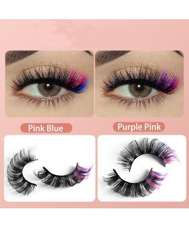 Buy Echpzed 7 Pairs 3D Colorful Dramatic False Eyelashes - 21MM D Curl Fluffy Faux Mink for Parties and Dating | International Shipping - Buy Online on GoSupps.com