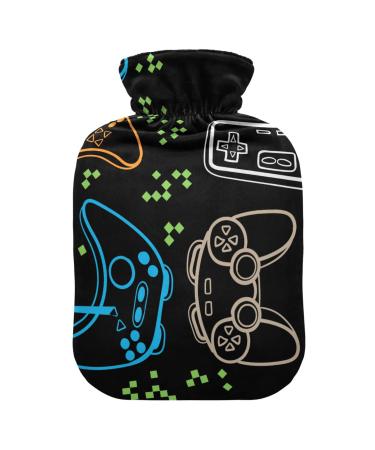 Hot Water Bottles with Cover Joysticks Video Game Hot Water Bag for Pain Relief Period Cramps Hand Feet Warmer 2 Liter