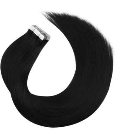 Moresoo Jet Black Tape in Hair Extensions - 10 Inch Real Human Hair, 20 Pieces, 30g #1B - Buy Online on GoSupps.com