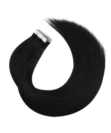 Moresoo 65cm Tape-In Extensions | Real Black Hair | 20 Pieces 50g Seamless Invisible Tape Extensions #1B - Buy Online on GoSupps.com