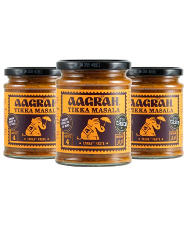 Aagrah Aagrah Tikka Masala Tarka Indian Curry Sauce - Authentic Restaurant Recipe Base - Medium Heat - 270g Jar for 3-4 People - 3 Pack