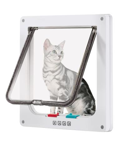 CEESC Large Cat Door (Outer Size 11" x 9.8"), 4 Way Locking Cat Door for Windows & Sliding Glass Door, Weatherproof Cat Flap Door for Cats & Doggie with Circumference  24.8" White