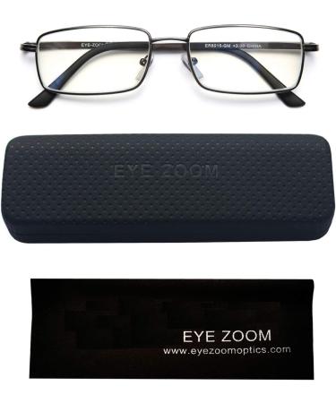 Buy 2 Pack Blue Light Blocking Reading Glasses - Rectangular Metal Anti-UV Readers for Men & Women - 1.75 Diopters - Buy Online on GoSupps.com