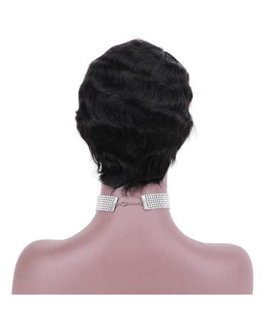 Finger Wavy Curly Mommy Wig for Black Women - African Retro Style | Human Hair Janet Collection Nuna Pixie Cut Ocean Wave Layered Wigs - Buy Online on GoSupps.com