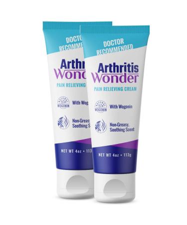 Arthritis Wonder Pain Relief Cream 4 oz Arthritis Pain Relief Cream for Hand Knee Foot and Wrist Joints Fast-Acting Deep Penetrating Non-Greasy Formula with Natural Wogonin - 2 Pack
