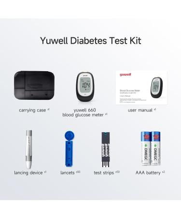 Yuwell Blood Glucose Monitor Diabetes Testing Kit with 50 Test Strips and 50 Lancets - Model 660 - Buy Online on GoSupps.com
