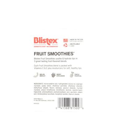 Blistex Fruit Smoothies 3 Sticks.10 oz (2.83 g) Each - (Pack of 3) - Buy Online on GoSupps.com