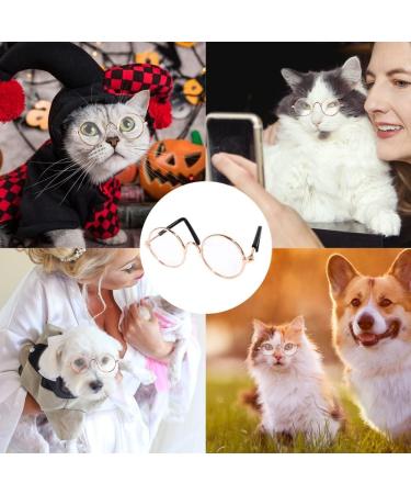 Pet Glasses Reflective Cat Retro Circular Pomeranian Sunglasses with Metal Frame for Cats Small Dogs Cosplay Photos Props black - Buy Online on GoSupps.com