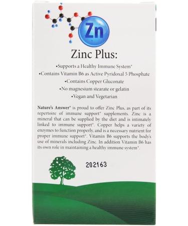 Nature's Answer Zinc Plus 25 mg - 60 Vegetarian Capsules | Immune Support & Antioxidant - Buy Online on GoSupps.com