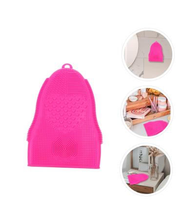 Stainless Steel Mirror Makeup Brush Cleaning Pad & Silicone Face Scrubber Gloves | 19x13cm Rosy | Perfect for Brush Cleaning & Face Cleansing - Buy Online on GoSupps.com