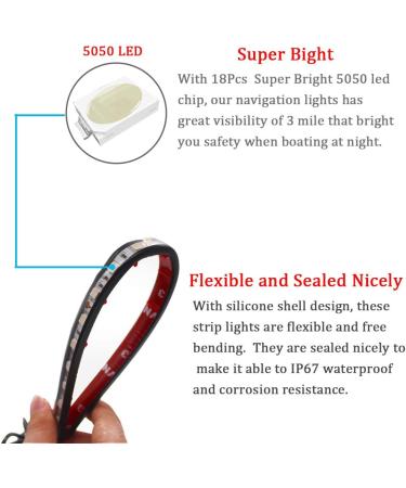 Boaton Marine Boat Navigation Lights - Easy Install, Night Fishing Lights for Pontoon, Bass, Jon Boat, Jet Ski, Kayak - Red and Green Running Lights - Buy Online on GoSupps.com