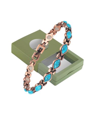 YINOX ladies magnetic bracelet for women with turquoise blue semi precious gem stones copper bracelet - Buy Online on GoSupps.com