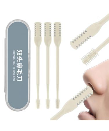 2-in-1 Nasal Hair Cutter Rinseable Nose Hair Trimmer with Double Sided Comb Nose Hair Cleaner Portable 360 Degree Rotating Nose Hair Trimmer Portable Facial Hair Remover for Home&Travel(Cream 3pcs) Milky White/3pcs