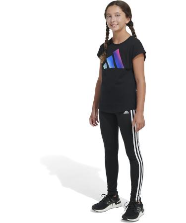 adidas Girls' Big Short Sleeve Essential Tee - Medium Black with Multicolor | Size 23 - Buy Online on GoSupps.com