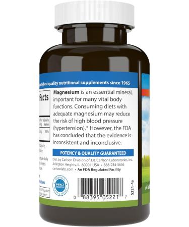 Carlson Magnesium 350 mg Muscle Function & Nerve Health - 90 Capsules - Buy Online on GoSupps.com