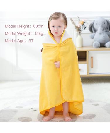 Hooded Baby Bath Towel | Soft Cotton Kids Towelling Bathrobe | 90 x 90cm Yellow Giraffe | Boys Girls 0-6 Years - Buy Online on GoSupps.com