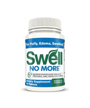 SwellNoMore Pill Reduces Edema Swelling Water Retention Bloating Puffy Eyes Swollen Feet Swollen Legs & Swollen Ankles -1 Bottle (1 Month Supply - 60 Tablets)