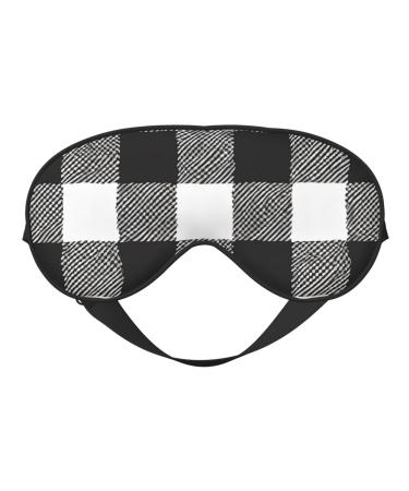Sleep Mask Eye for Women Men Reusable Soft Blackout Eye Masks Covers for Night Better Sleep Travel Camping Road Trip Essentials Gifts for Him Her - Black and White Plaid