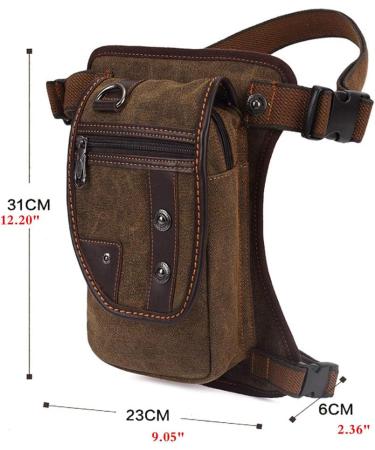 Hebetag Canvas Drop Leg Bag- Outdoor Tactical Waist Pack #03Brown - Buy Online on GoSupps.com