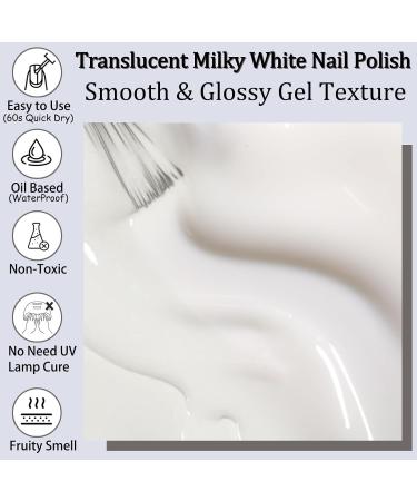Milky White Nail Polish - Sheer Jelly Nail Polish - Translucent Nail Varnish 60 Seconds Quick Dry - Crystal Oil Based Breathable Nail Polish Long Lasting for Women Manicure at Home Jelly White - Buy Online on GoSupps.com