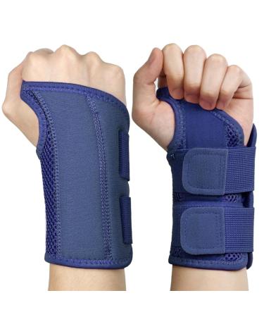 NuCamper Wrist Brace Carpal Tunnel Right Left Hand for Men Women Night Wrist Sleep Supports Splints Arm Stabilizer with Compression Sleeve Adjustable Straps for Tendonitis Arthritis Pain Relief Right Hand-Navy Small/Medium (Pack of 1)