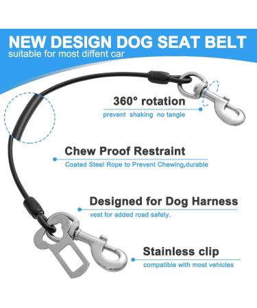 Mi Metty Dog Car Harness with Coated Wire Rope Safety Restraint - 32 inch Black+Black - Buy Online on GoSupps.com
