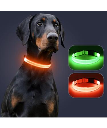 KOSKILL LED Dog Collar - Waterproof & Adjustable Bright Light Collar for Medium & Large Dogs (Orange L) - Rowable USB Rechargeable - Buy Online on GoSupps.com