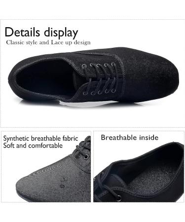 HIPPOSEUS Men's Ballroom Dance Shoes Latin Tango Rumba Low Heel - Black Suede Sole | Model M2 7.5 - Buy Online on GoSupps.com