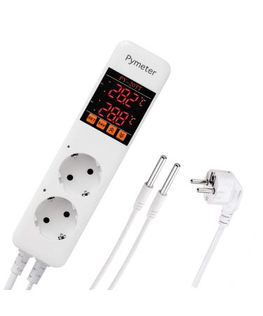 Pymeter Digital Temperature controller Heating Cool thermostat socket socket with 2 sensors for reptiles aquarium terrarium greenhouse heating