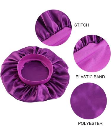 Buy Quesuc Elegant Sleeping Hat for Women - Silk Satin Sleep Cap (Black & Purple) - Soft Satin Hair Care Headgear | International Shipping Available - Buy Online on GoSupps.com