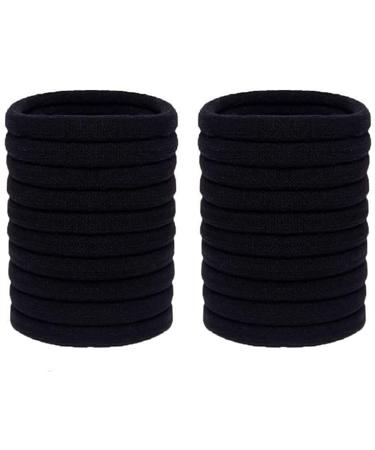 Thick Hair Bands for Women Girls 20 Pieces Large Cotton Hair Bobbles Strong Elastic Hair Ties No Metal Ponytail Holder for Thick and Culry Hair Black 1-Black