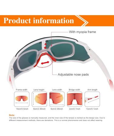 JEPOZRA Polarized Cycling Glasses - 3 Interchangeable Lenses - Sports Sunglasses in White/Red - Buy Online on GoSupps.com