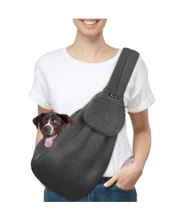 Slowton dog carrier bag pet dog bag with adjustable padded shoulder strap and front bag carrying bag dog for walking outdoors and excursions (grid tissue gray) grid tissue gray m (for pets 2.2-5kg)
