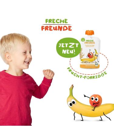 Cheeky Friends Bio Quetschie - Vegan Apricot & Banana Fruit Porridge for Babies (12x100g) | Gluten-Free 6 Months+ - Buy Online on GoSupps.com
