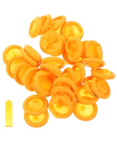 Veemoon 100pcs Nitrile Anti-Static Finger Cots Finger Protector Protective Finger Cots Finger Relief Covers Finger Sleeve Protectors Portable Finger Cover Supplies Protection Yellow 6.5X2.5cm