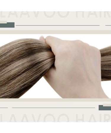 LAAVOO Microring Hair Extensions - 1g 50 Strand Balayage Real Hair 35cm Dark Brown to Dark Ash Blonde Micro Extensions #4/18 for Luxurious Length and Volume - Buy Online on GoSupps.com