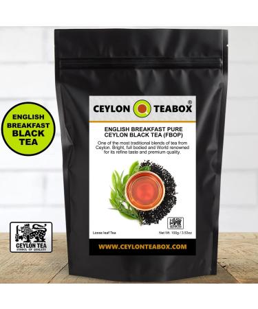 Ceylon Teabox English Breakfast Tea Pure Ceylon Loose Leaf Black Tea (FBOP) English Breakfast Tea Loose Leaf Tea Ceylon Black Tea English Breakfast Tea leaves 100g In Resealable Pouch - Buy Online on GoSupps.com