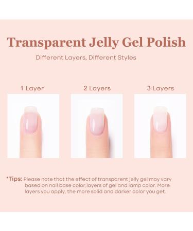 Modelones Gel Nail Polish Set 6 Colors Transparent Jelly Gel Polish Kit Sheer Pink Nude Milky White Nail Polish Gel Soak Off LED Gel Nail Kit DIY Nail Art Salon Manicure Gifts for Women Girls Jelly Nude - Buy Online on GoSupps.com