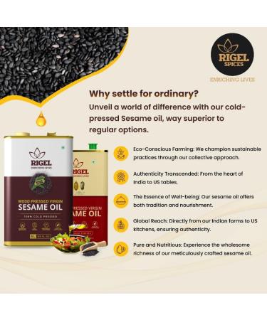 Rigel Spices Cold Pressed Sesame Oil | Gingelly Oil | 1L PET Bottle | Kosher Certified - Buy Online on GoSupps.com