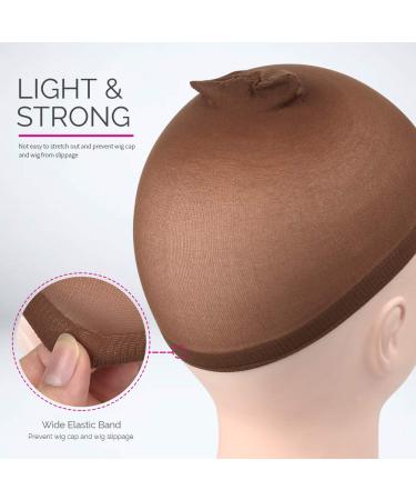 FANDAMEI 4-Piece Dark Brown Stretchy Nylon Wig Caps for Women - Buy Online on GoSupps.com
