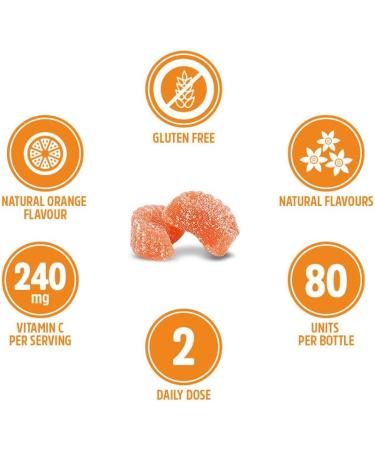 VITALDIN Vitamin C Gummies 240mg - 80 Chewable Gummies (40 Days Supply) | Orange Flavour | Gluten Free for Kids & Adults - Buy Online on GoSupps.com