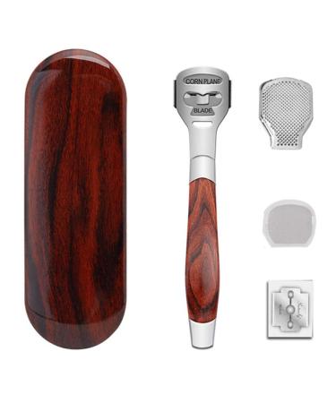 Aniso Foot Care Pedicure Callus Shaver Hard Skin RemoverSurgical Grade Stainless Steel FileWood grain handle+10 PCS Spare blade