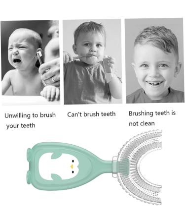 U-Shaped Toothbrush for Kids - Silicone Baby Toothbrush for Effective Mouth Cleaning | Eco-Friendly Green Design - Buy Online on GoSupps.com