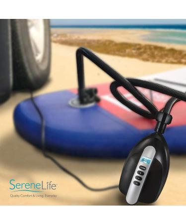 SereneLife SLPUMP20 Digital Electric Air Pump Compressor - 110W 12V, LCD Display, Adjustable PSI - For SUP Stand Up Paddle Board & Water Sports - Buy Online on GoSupps.com
