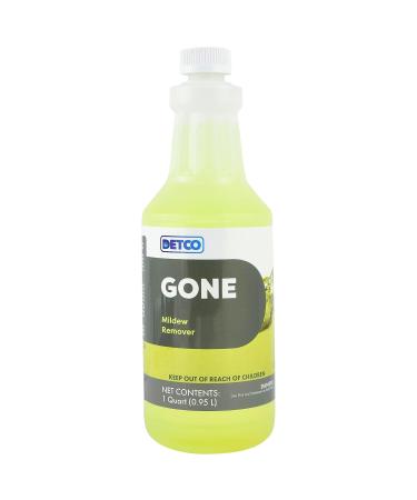 GONE Instant Mold & Mildew Remover - 12.5% Bleach Industrial-Strength Cleaner Stain Removal on Shower Siding Bathroom Tile Grout Trim Boats and Outdoor Furniture 1-Quart Spray Bottle