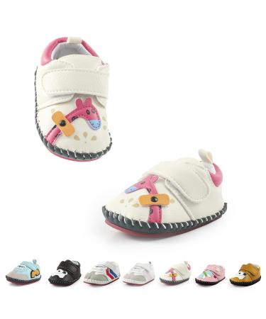 Baby Shoes Girls Boys Toddler Shoes PU Leather 12-18 Months Giraffe White