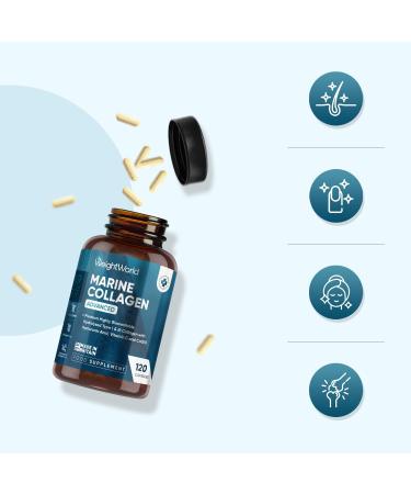 Marine Collagen Advanced Capsules 1455mg - 120 Capsules - Type 1 & 3 Collagen Supplements for Women & Men - Hydrolysed Fish Peptides Complex with Hyaluronic Acid Vitamin C Zinc & CoQ10 - Buy Online on GoSupps.com