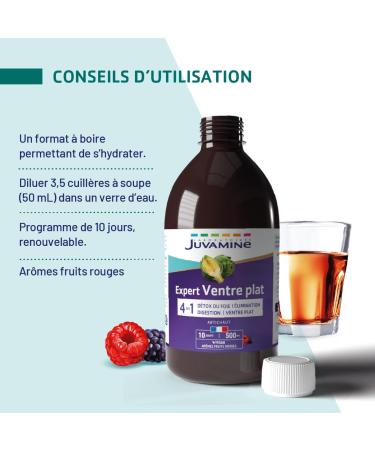JUVAMINE - Expert Flat Belly 4-in-1-500 mL - Liver Detoxification Elimination Digestion & Flat Stomach - 10 Day Program - Red Fruit Flavors - Buy Online on GoSupps.com
